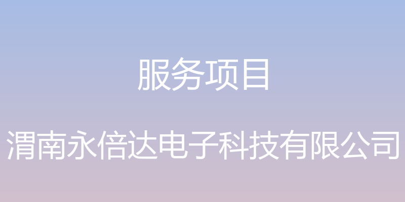 服务项目 - 渭南永倍达电子科技有限公司