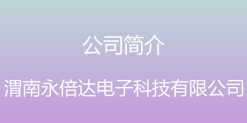 公司简介 - 渭南永倍达电子科技有限公司