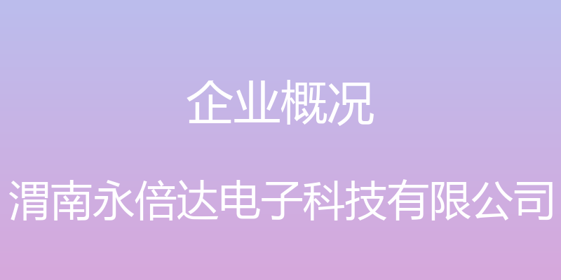 企业概况 - 渭南永倍达电子科技有限公司